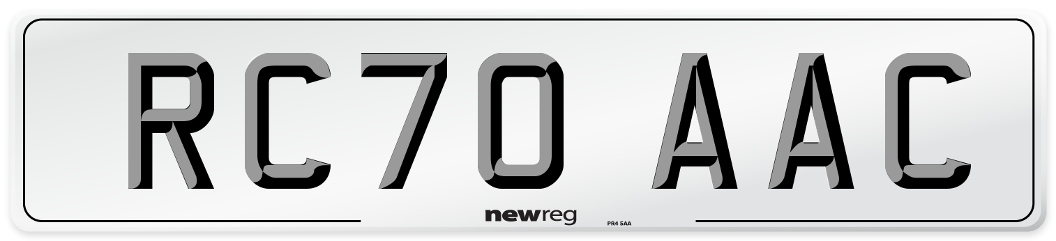 RC70 AAC Number Plate from New Reg